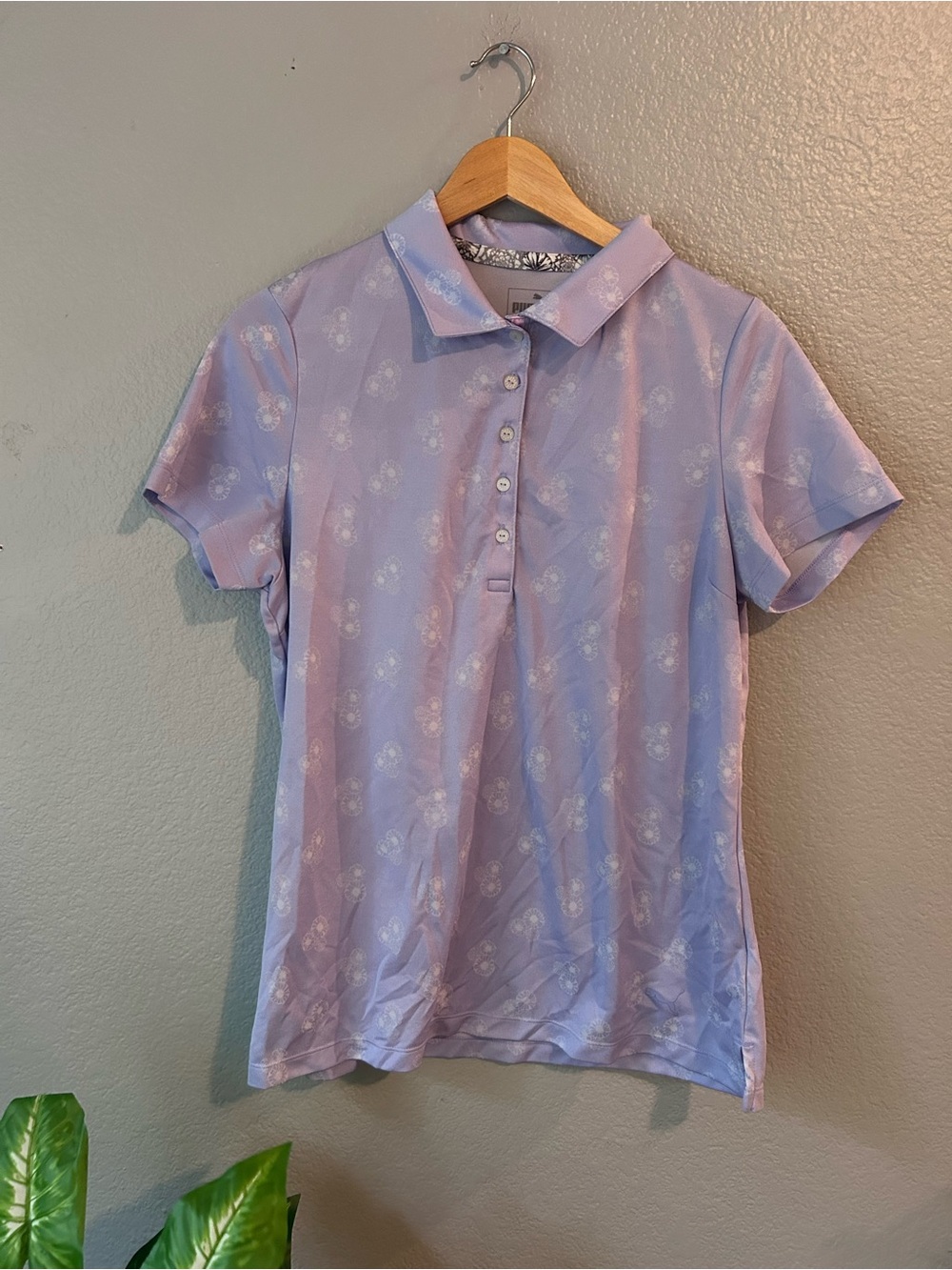 Puma Lavender Short-Sleeve Button-Down Polo